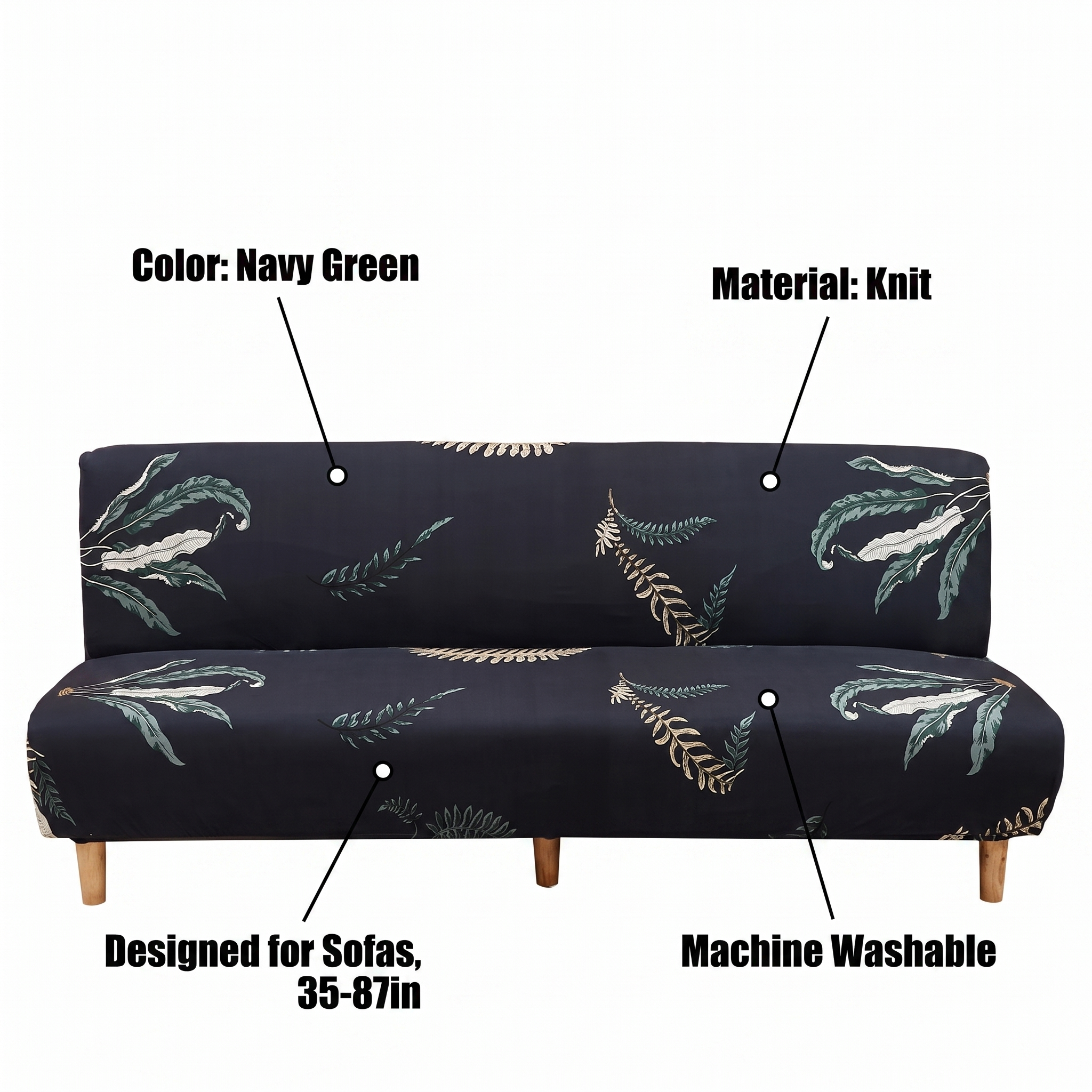 Stretch Sofa Slipcover – Navy Green Leaf Print Sofa Bed – features and specifications overview | Brivenzo