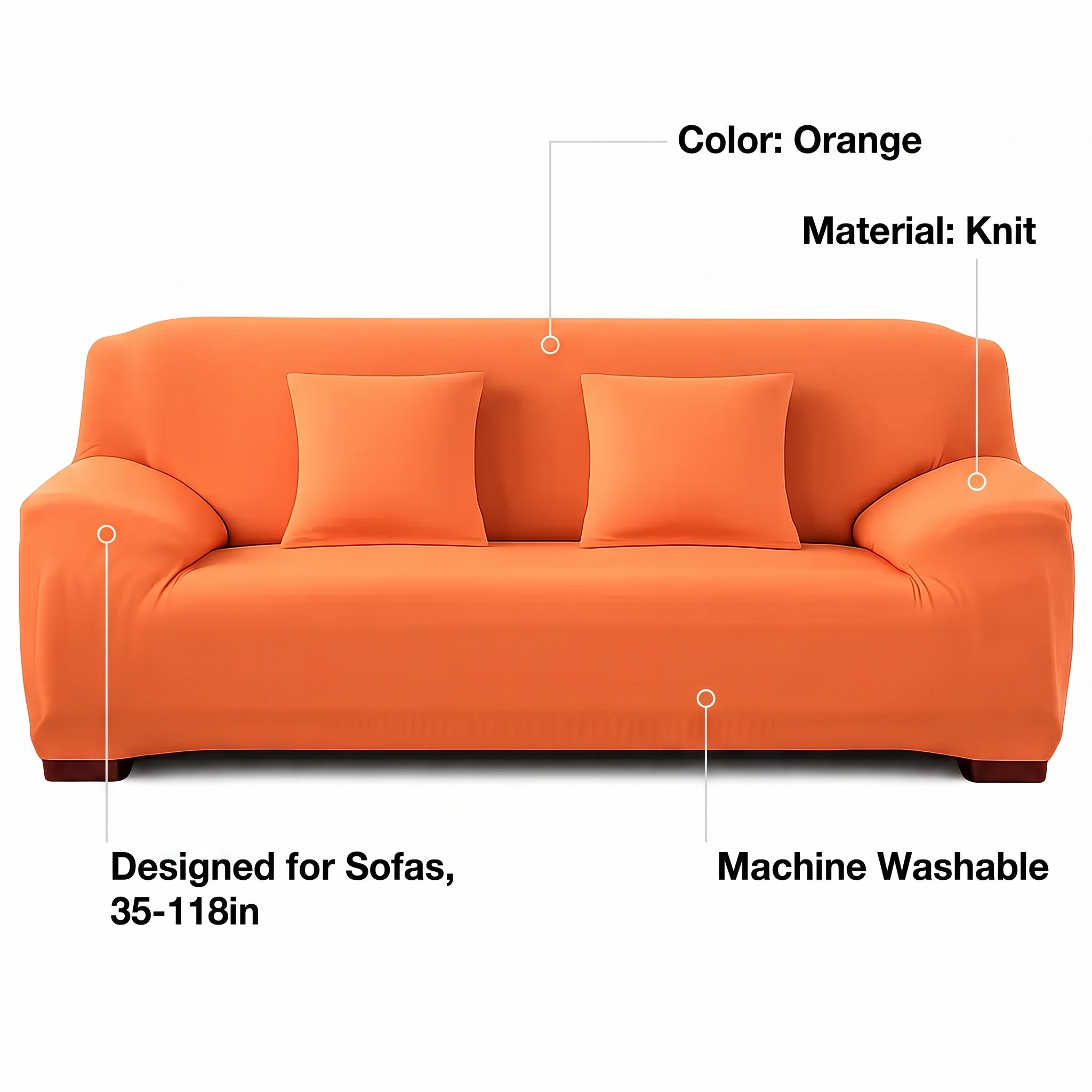 Stretch Sofa Slipcover – Orange – features and specifications overview | Brivenzo