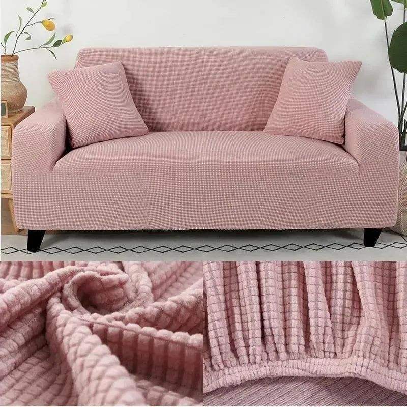 Stretch Sofa Slipcover – Pink Microfiber – product view 5 | Brivenzo