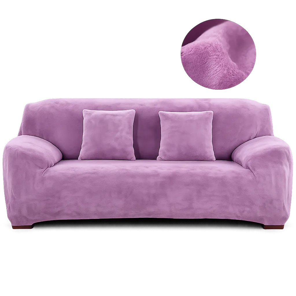 Stretch Sofa Slipcover – Purple Velvet – product view 4 | Brivenzo