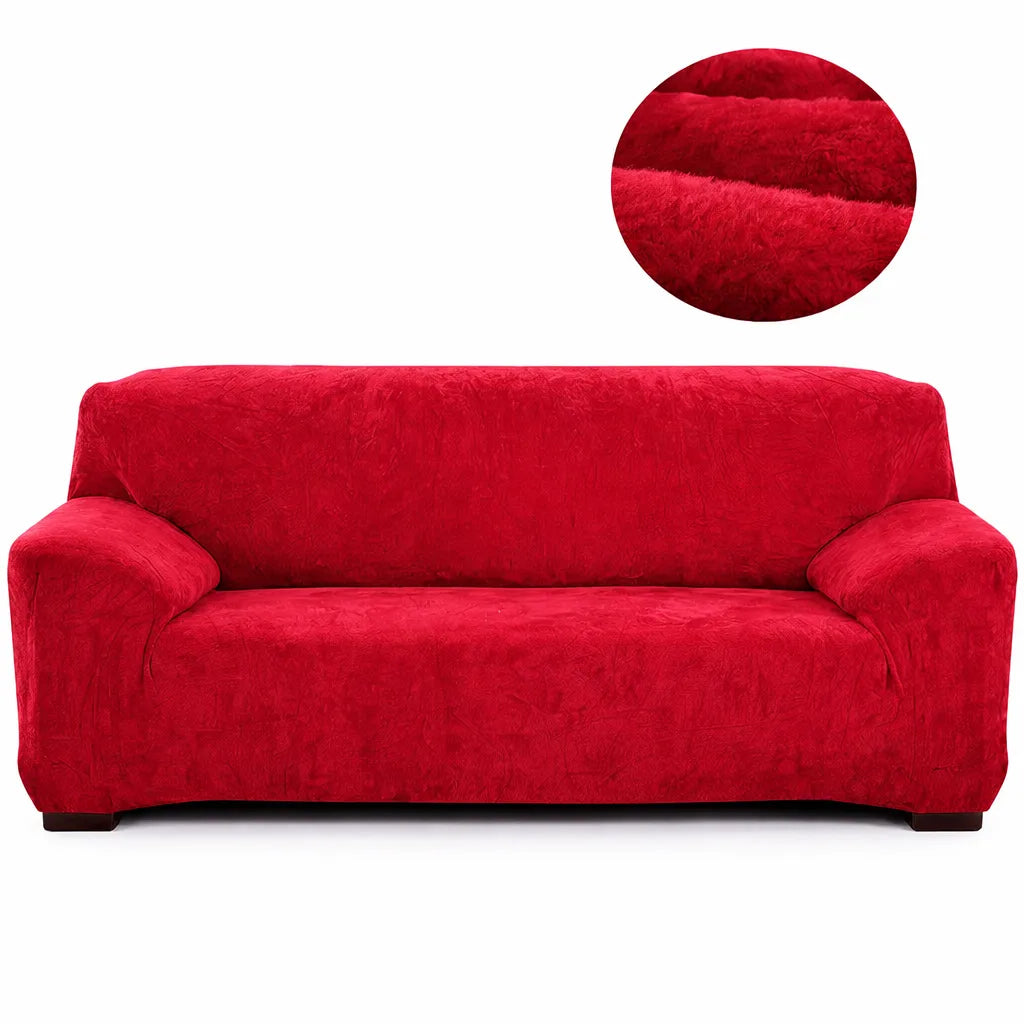 Stretch Sofa Slipcover – Red Velvet – product view 4 | Brivenzo