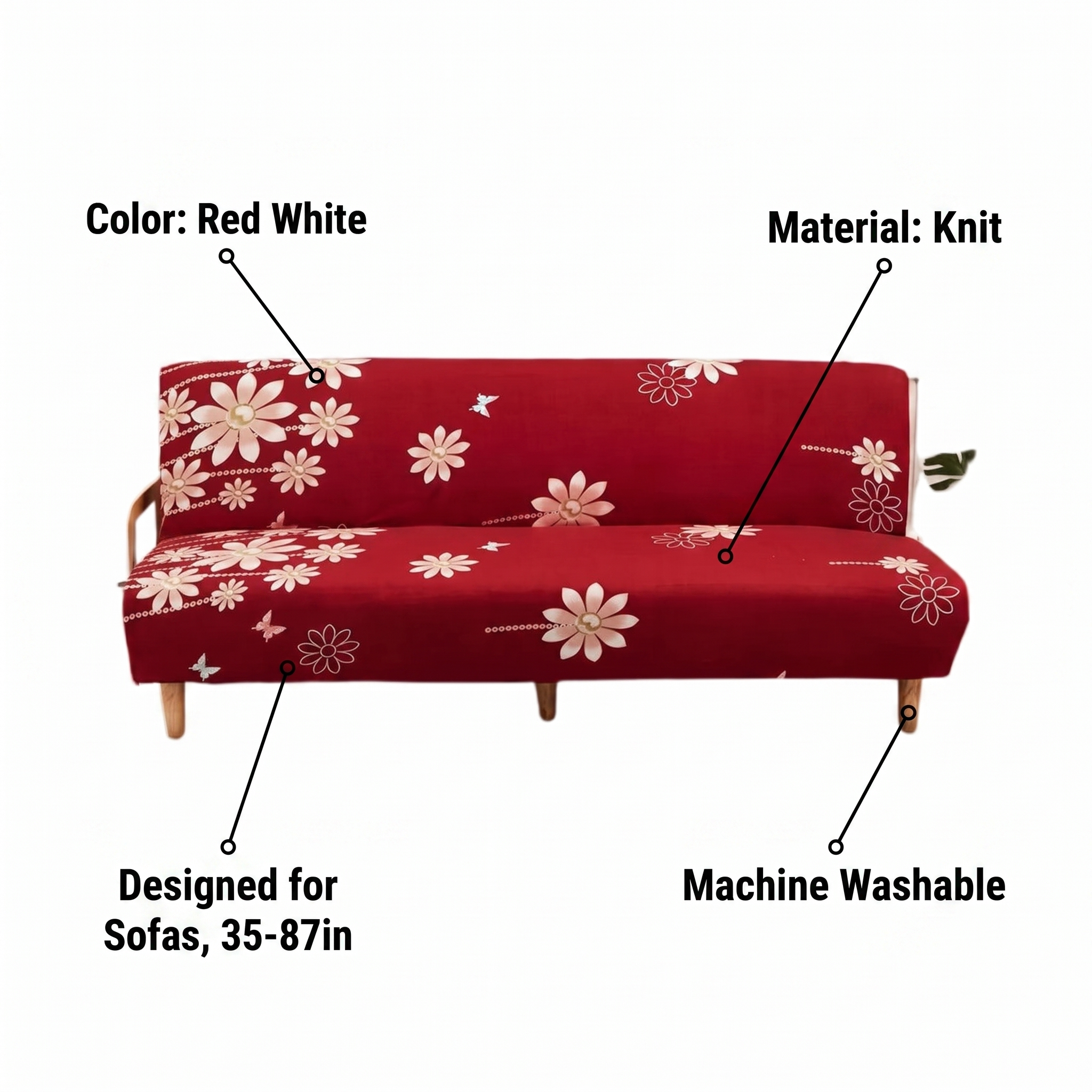 Stretch Sofa Slipcover – Red White Floral Print Sofa Bed – features and specifications overview | Brivenzo