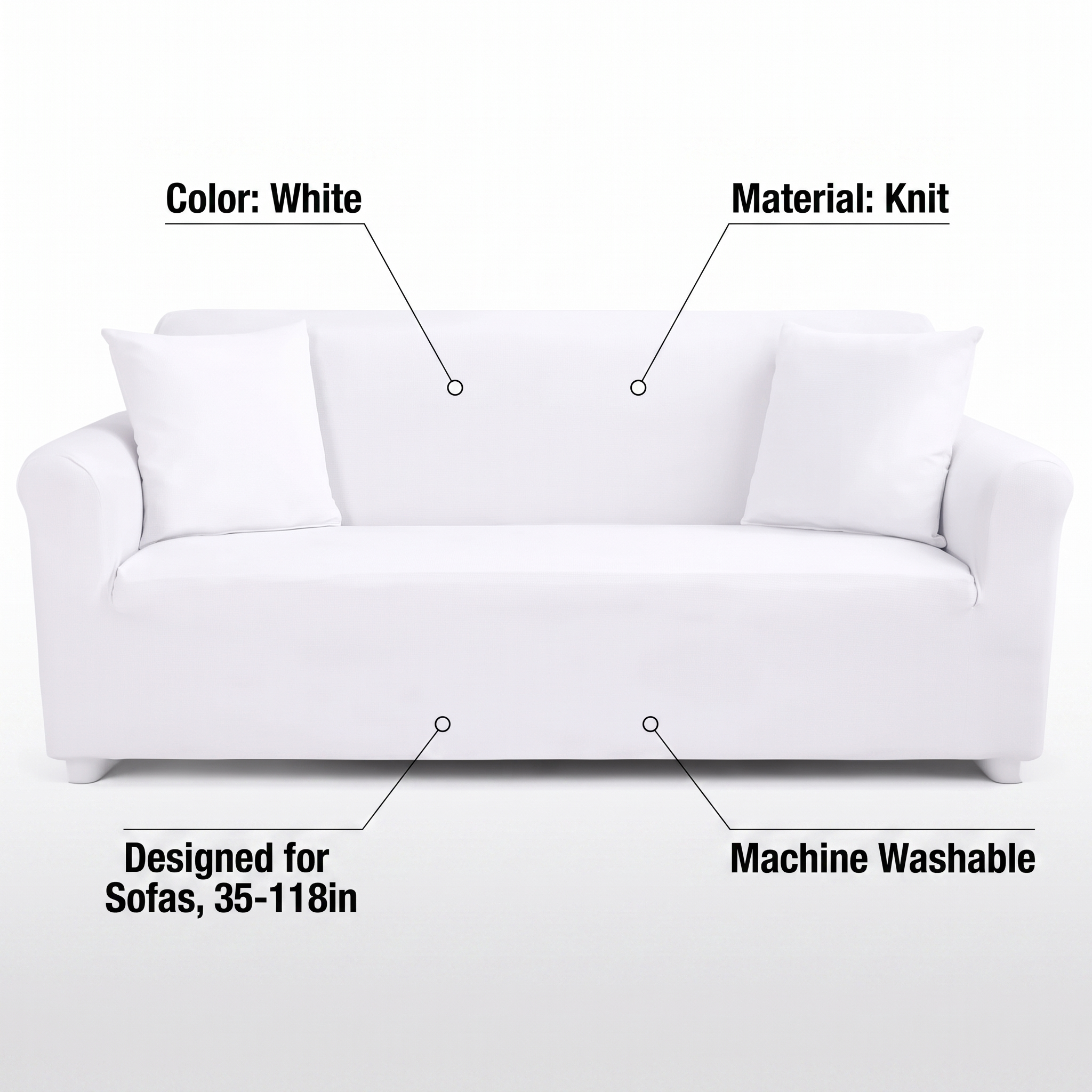 Stretch Sofa Slipcover – White – features and specifications overview | Brivenzo