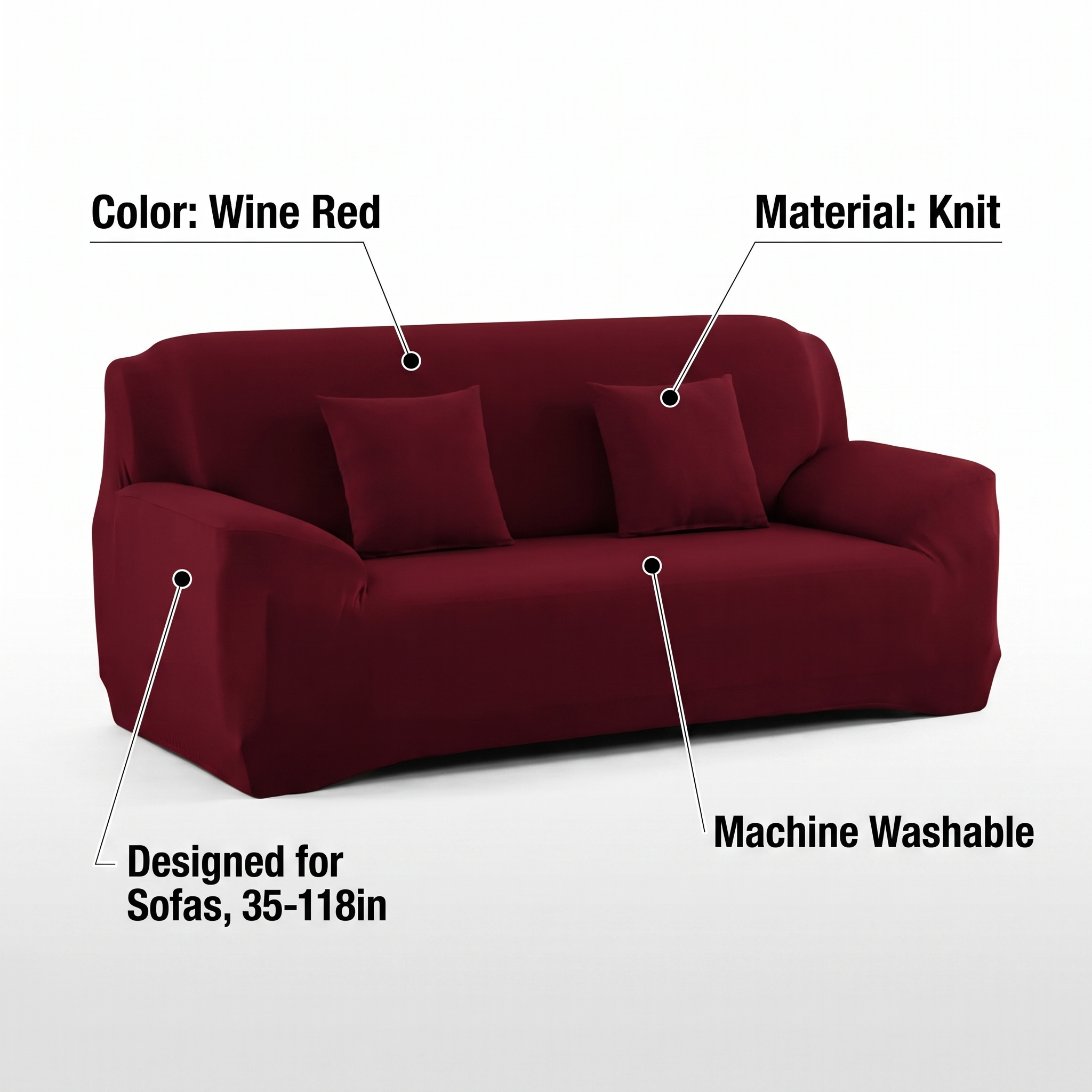 Stretch Sofa Slipcover – Wine Red – features and specifications overview | Brivenzo