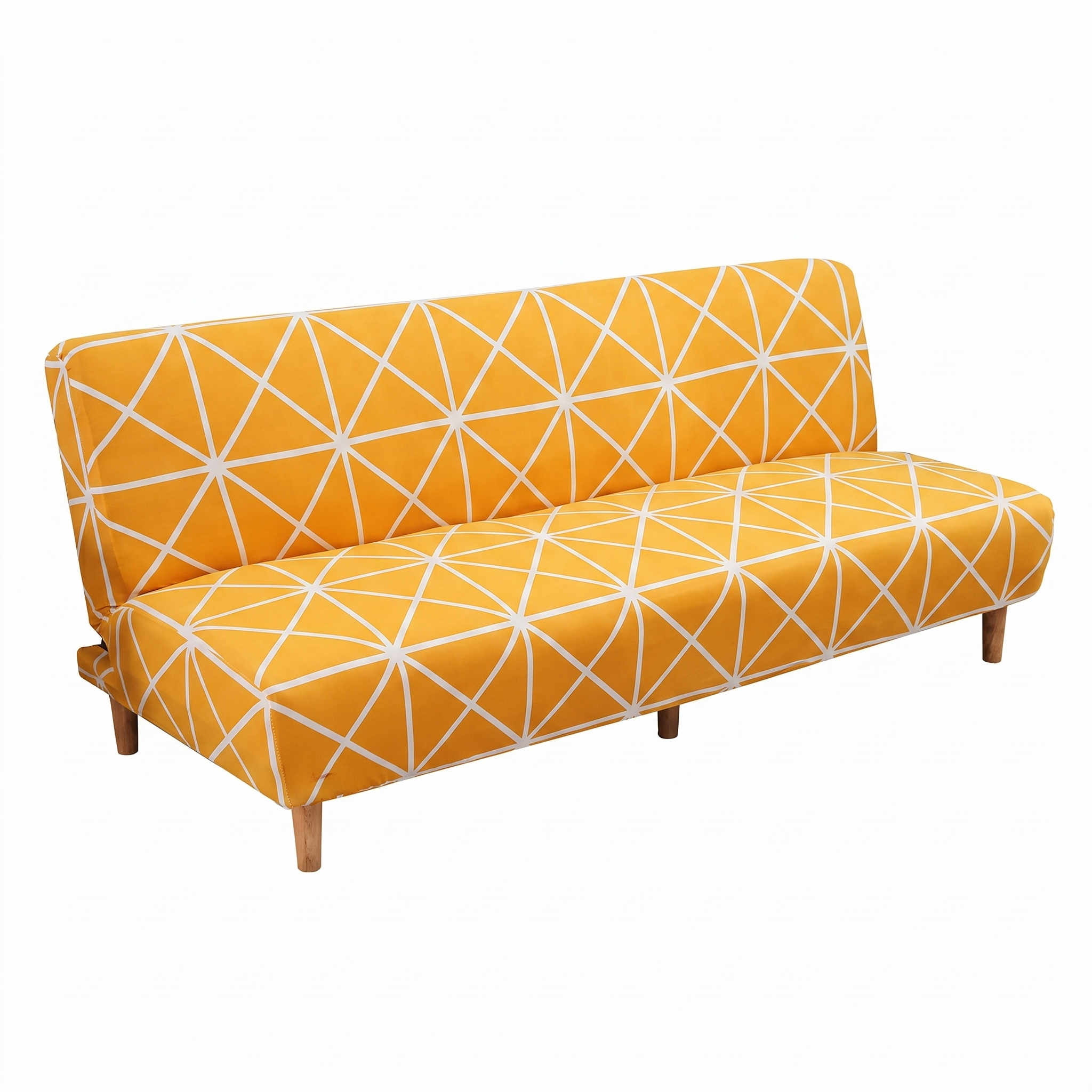 Stretch Sofa Slipcover – Yellow White Crosshatch Print Sofa Bed – product photo on a white background | Brivenzo