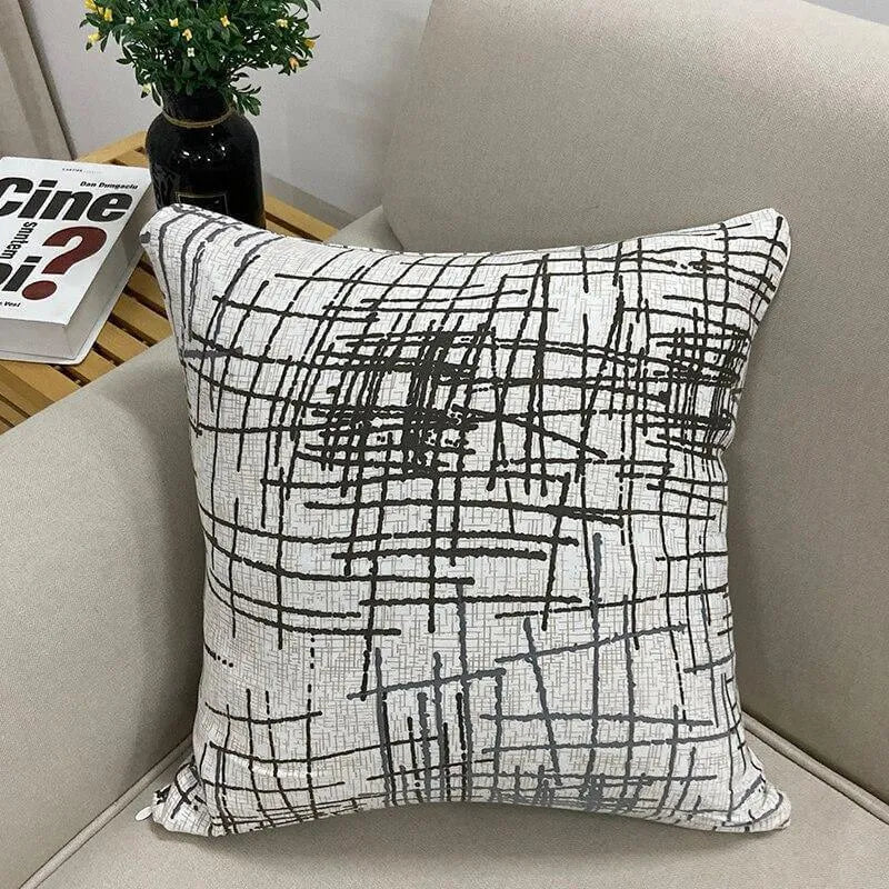 Throw Pillow Cover – Grey White Crosshatch Scratch Print – product view 4 | Brivenzo