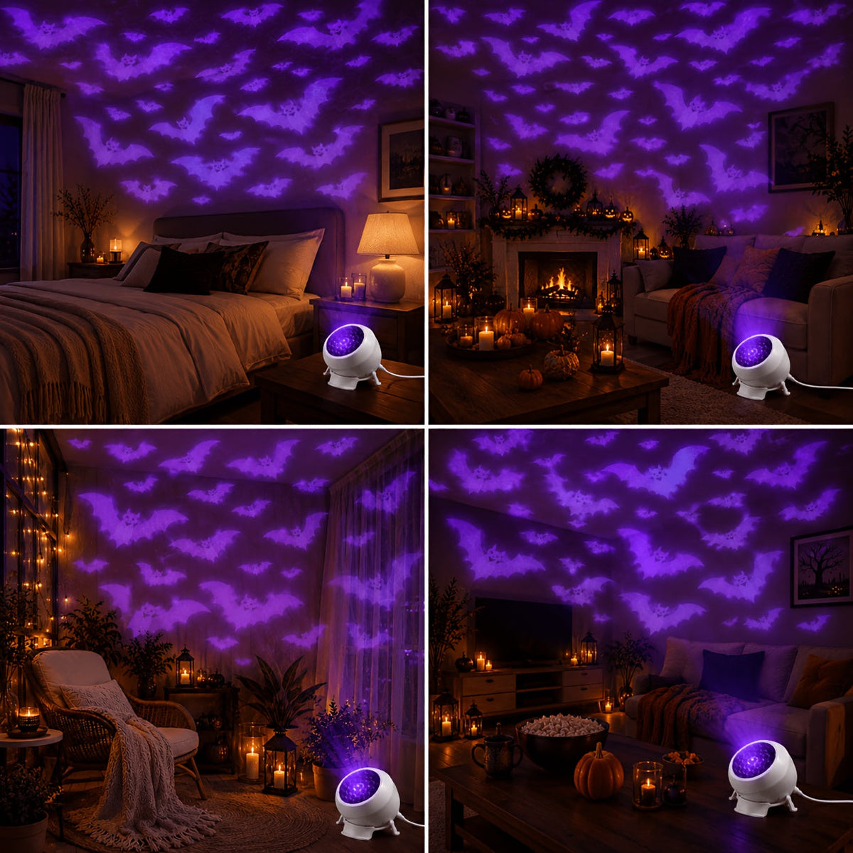 USB Halloween Bat Projector Lamp with Matching Base and 360 Degree Swivel, view 7