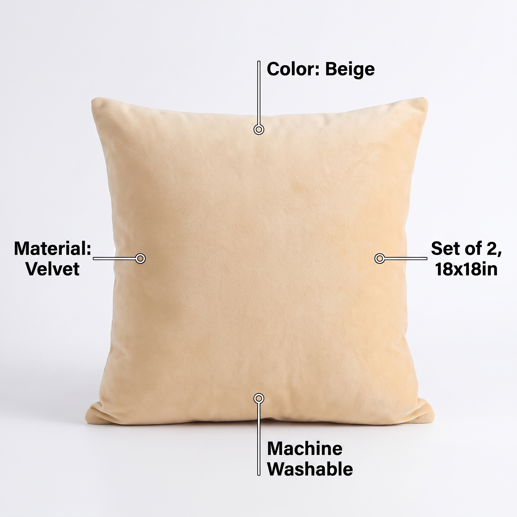 Velvet Throw Pillow Cover – Beige Velvet – features and specifications overview | Brivenzo