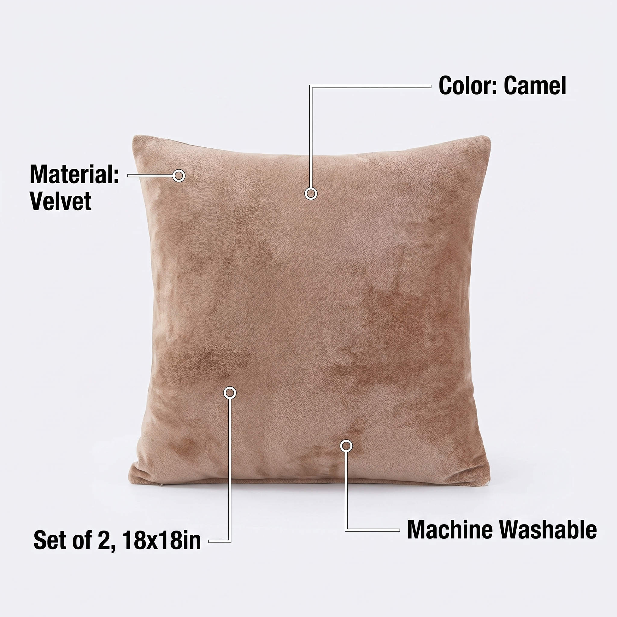 Velvet Throw Pillow Cover – Camel Velvet – features and specifications overview | Brivenzo