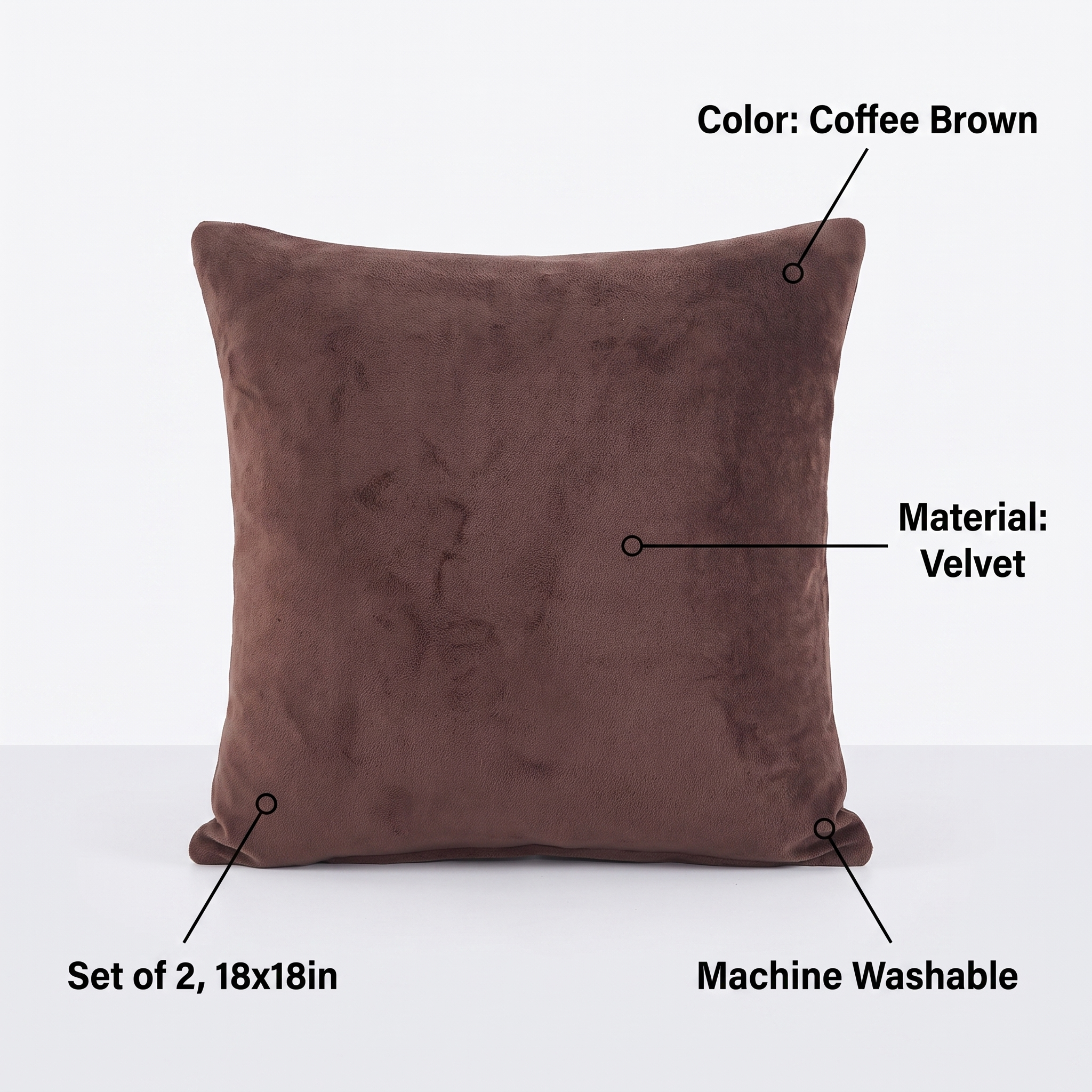 Velvet Throw Pillow Cover – Coffee Brown Velvet – features and specifications overview | Brivenzo