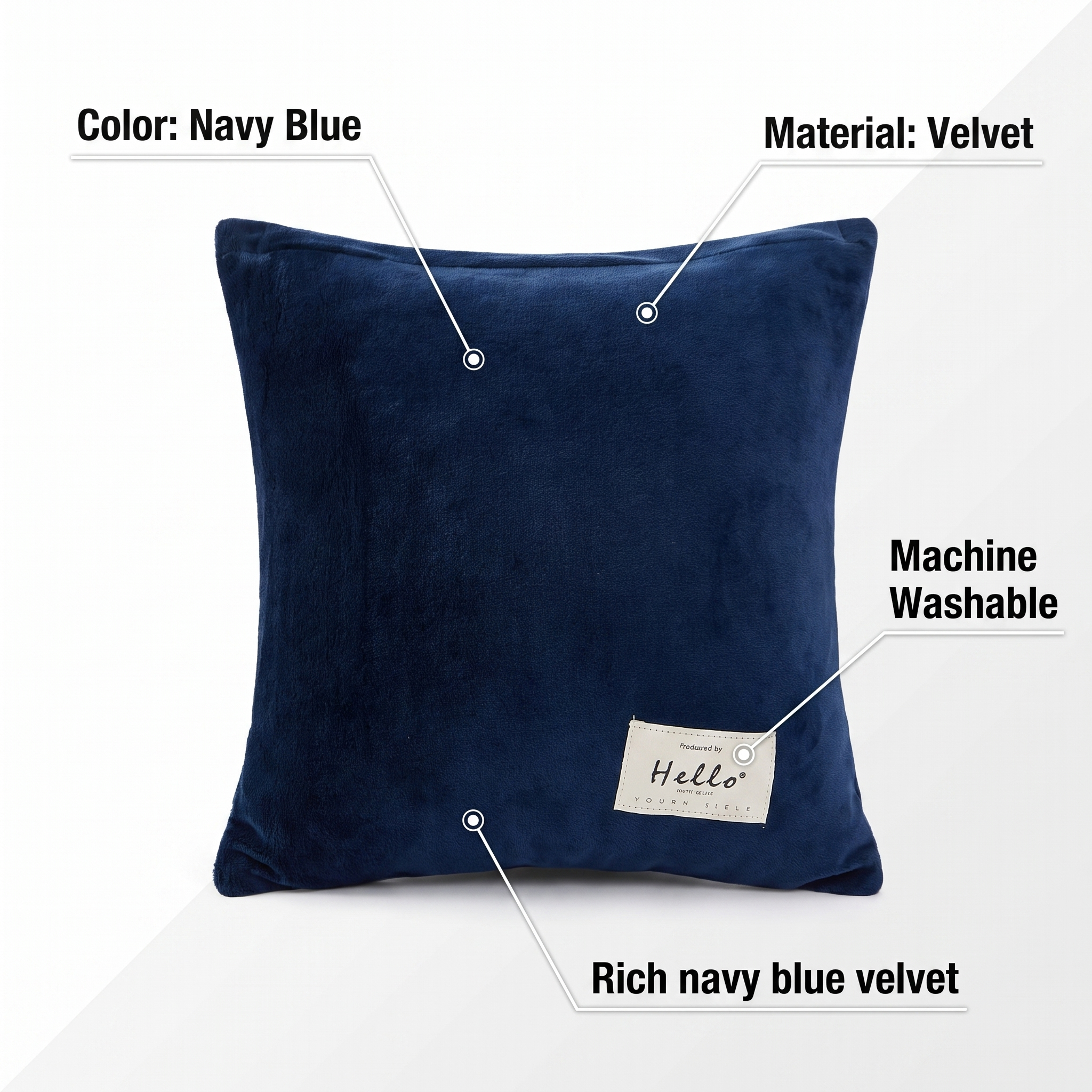 Velvet Throw Pillow Cover – Navy Blue – features and specifications overview | Brivenzo