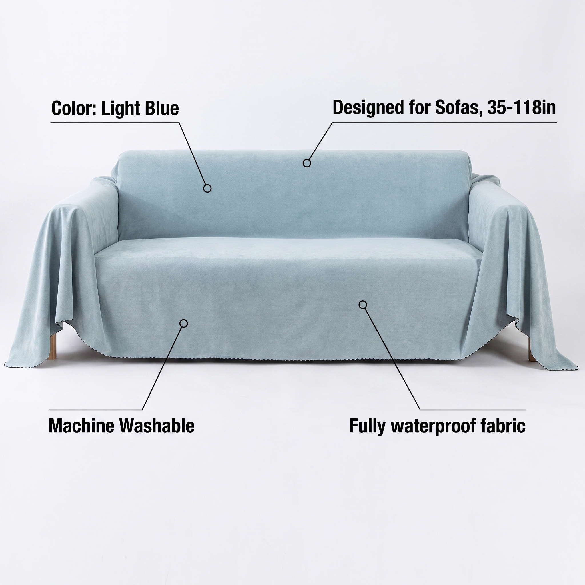 Waterproof Sofa Cover – Light Blue – features and specifications overview | Brivenzo