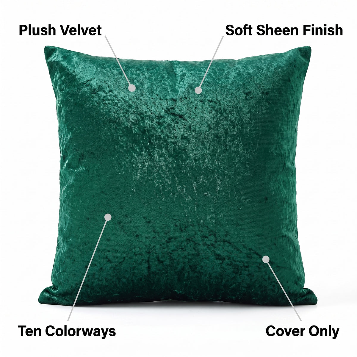 Soft Velvet Cushion Cover | Glossy Finish, 24in