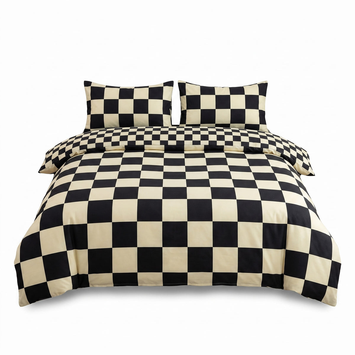 Checked Duvet Cover Set | Breathable Cotton Blend, 59-87in