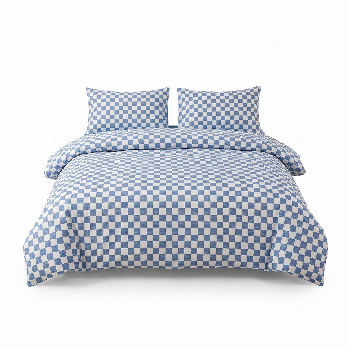 Checked Duvet Cover Set | Breathable Cotton Blend, 59-87in