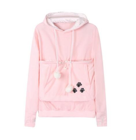 Cat Pouch Hoodie with Extra Large Front Pocket in Soft Sweatshirt Fabric, view 3