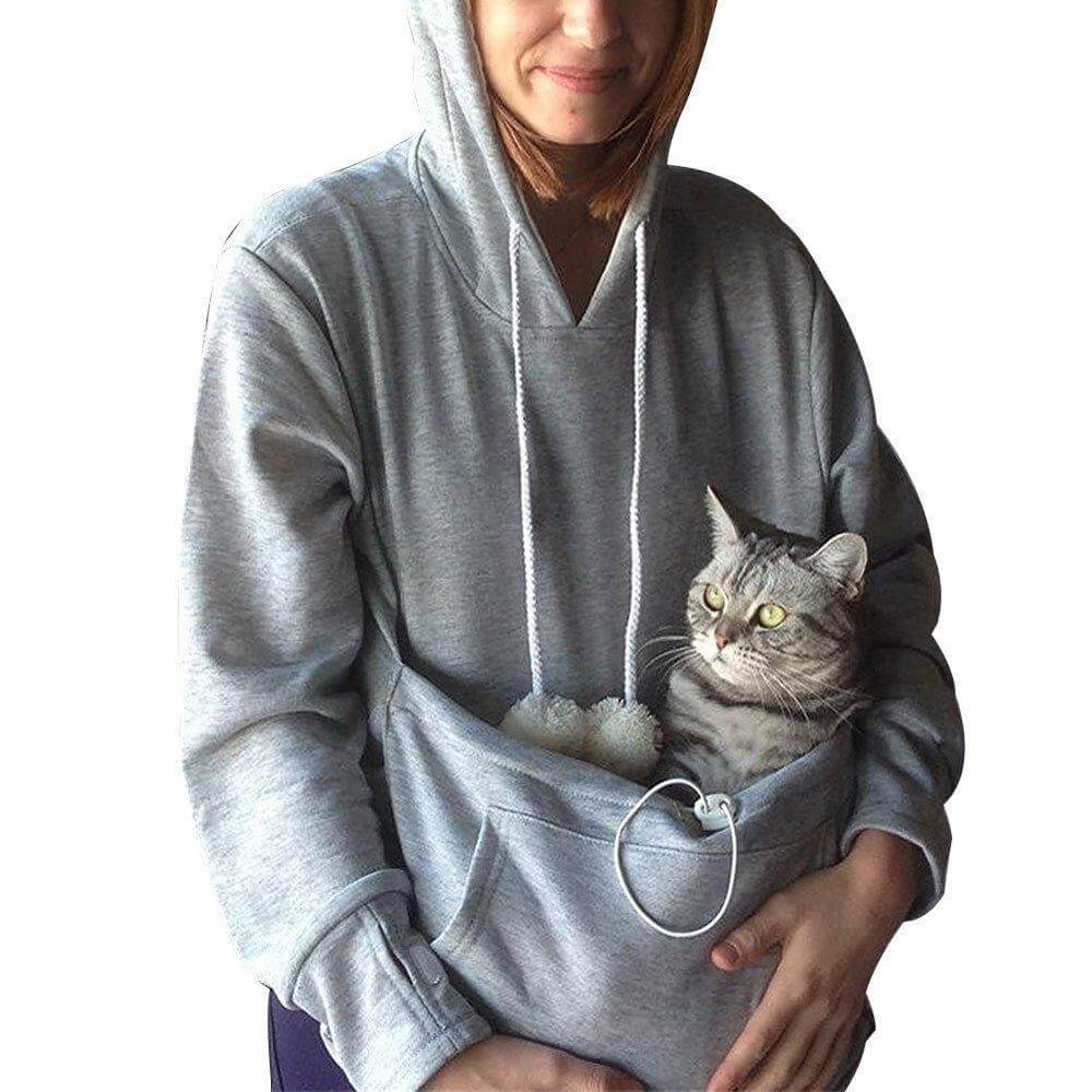 Cat Pouch Hoodie with Extra Large Front Pocket in Soft Sweatshirt Fabric, view 4