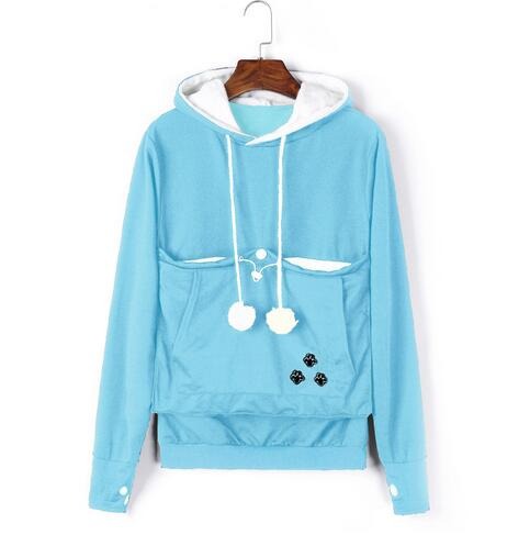 Cat Pouch Hoodie with Extra Large Front Pocket in Soft Sweatshirt Fabric, view 5