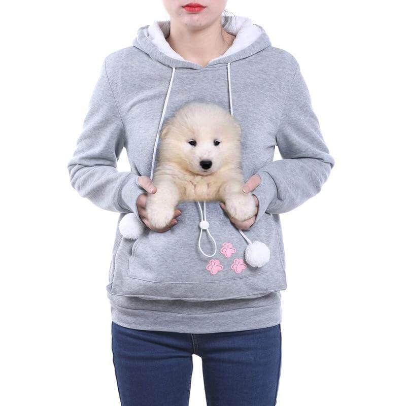 Cat Pouch Hoodie with Extra Large Front Pocket in Soft Sweatshirt Fabric, view 6