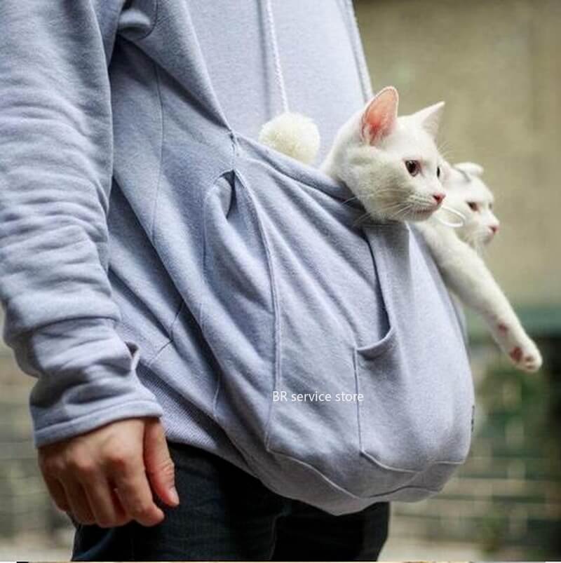 Cat Pouch Hoodie with Extra Large Front Pocket in Soft Sweatshirt Fabric, view 8