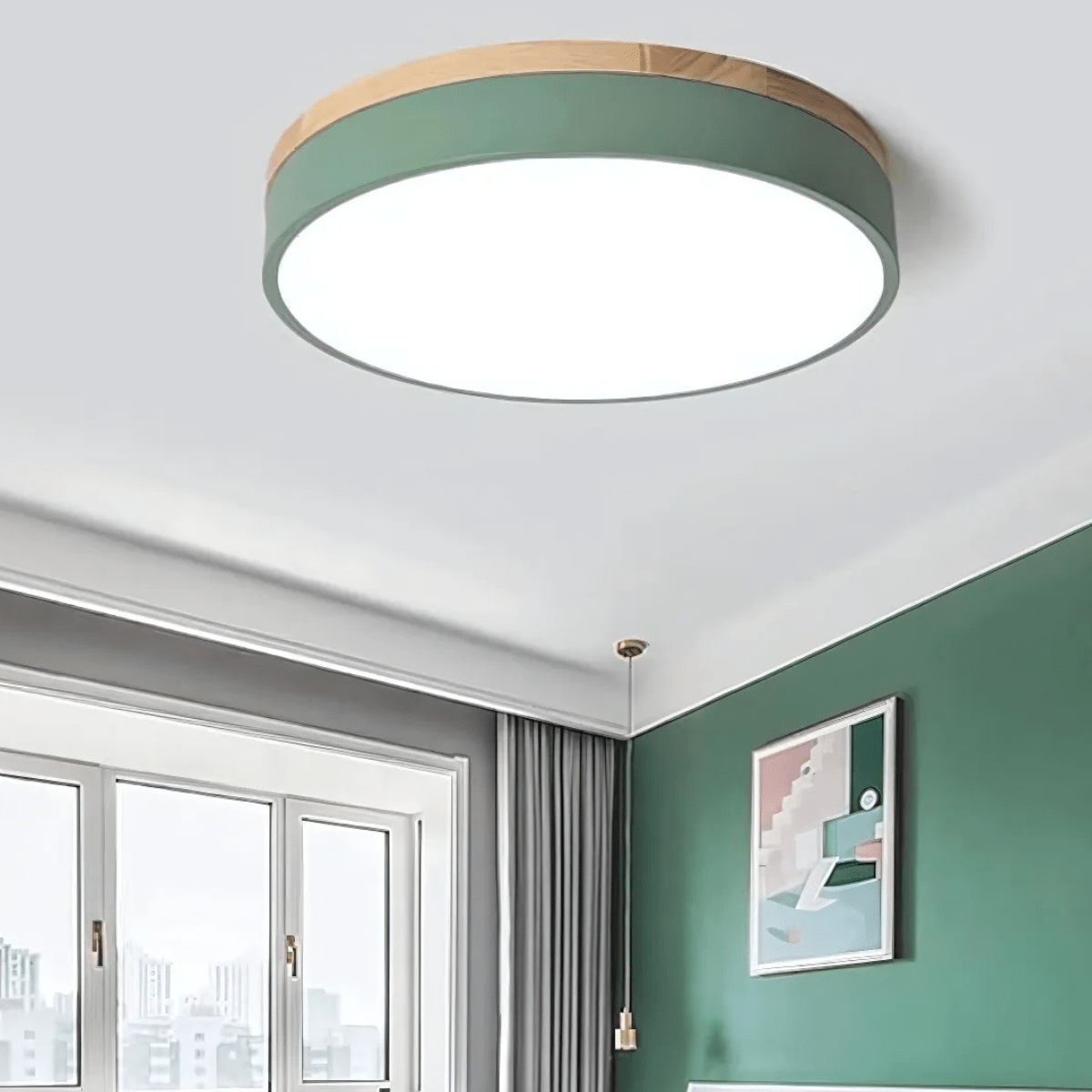 Ceiling Light with Visible Wood Grain and Neutral White 4000K Light, view 3