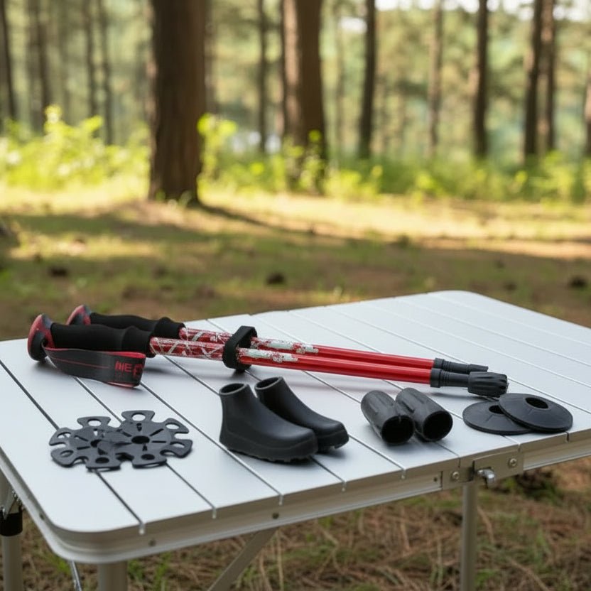 Collapsible Aluminum Trekking Poles with EVA Grip and Carbide Tip, view 1