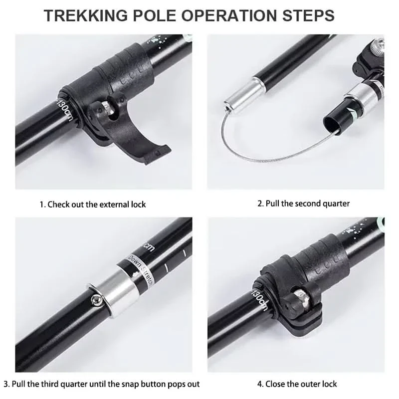 Collapsible Aluminum Trekking Poles with EVA Grip and Carbide Tip, view 7