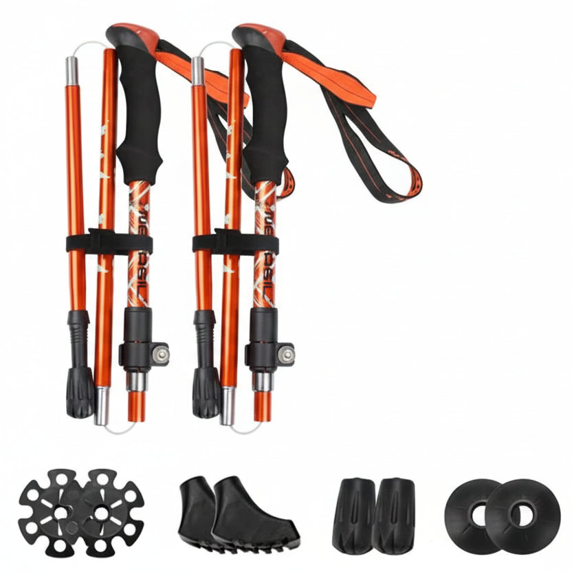 Collapsible Aluminum Trekking Poles with EVA Grip and Carbide Tip, view 14
