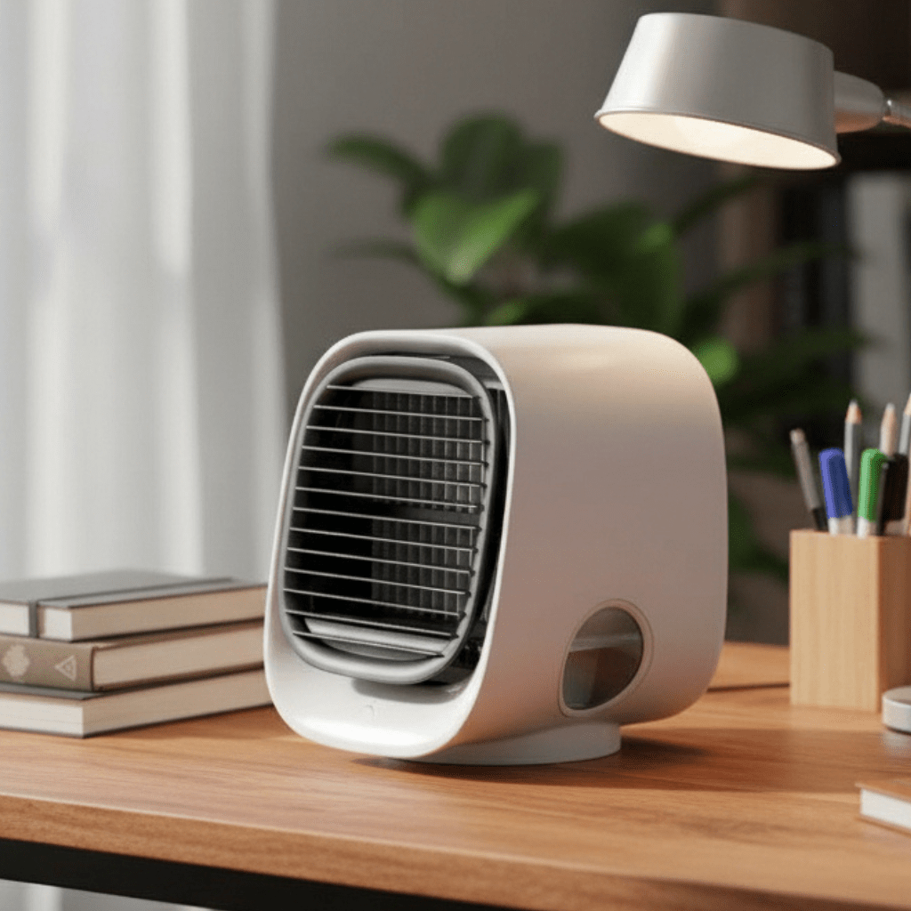 Compact 2 in 1 Air Cooler and Humidifier with USB Power and LED Light, view 1