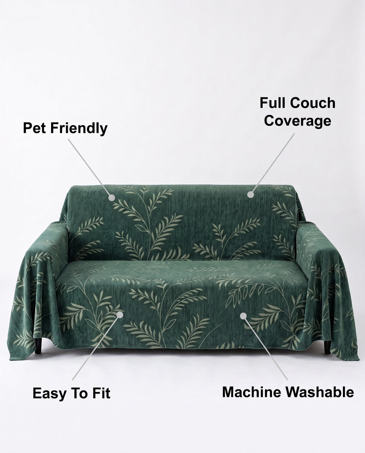 Cozy Winter Botanicals Sofa Cover | Pet Friendly, 71-165in