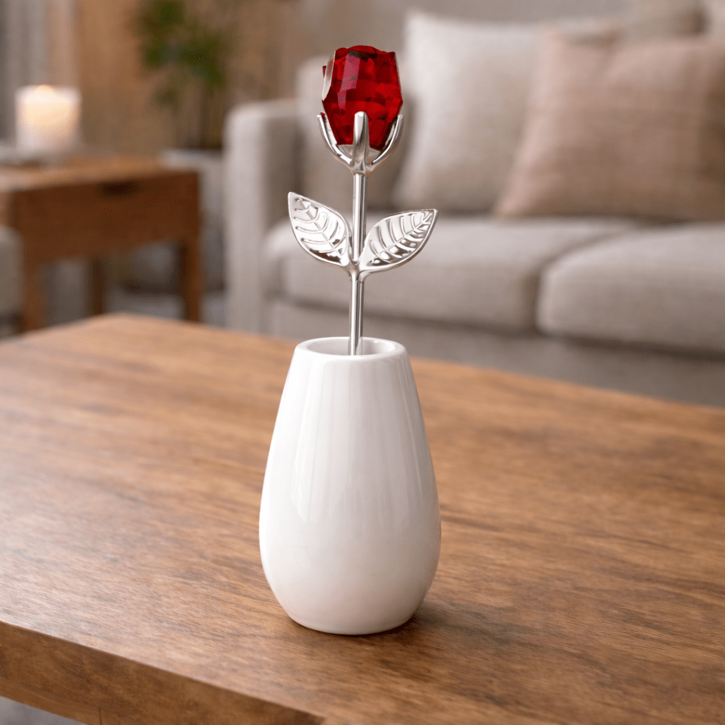 Crystal Rose with Gold or Silver Stem as a Lasting Keepsake Gift, view 1