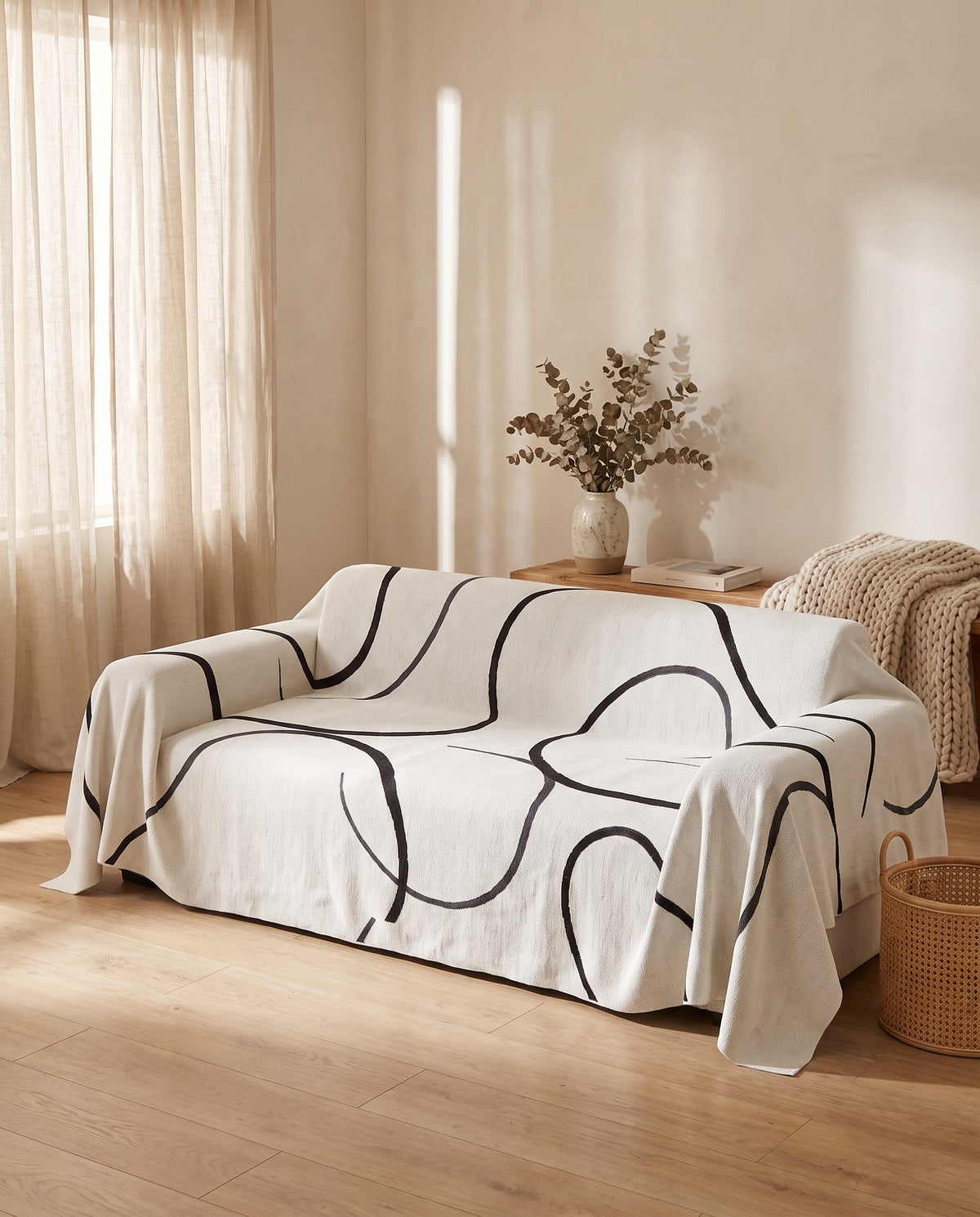 Curve Patterned Sofa Cover | Pet Friendly, 71-165in