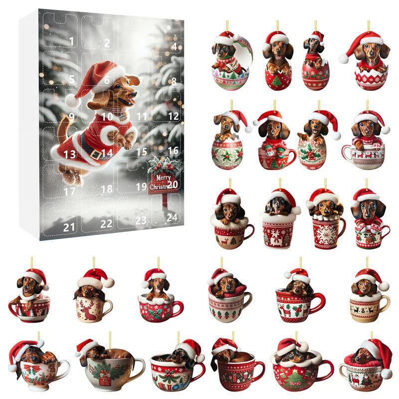 Dachshund Advent Calendar with 24 Acrylic Accessories, Four Styles, view 8