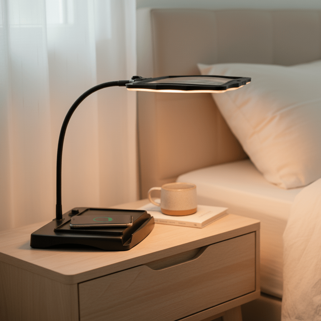 Desk Magnifying Lamp with 3x Magnification, LED Light and Flexible Gooseneck, view 1