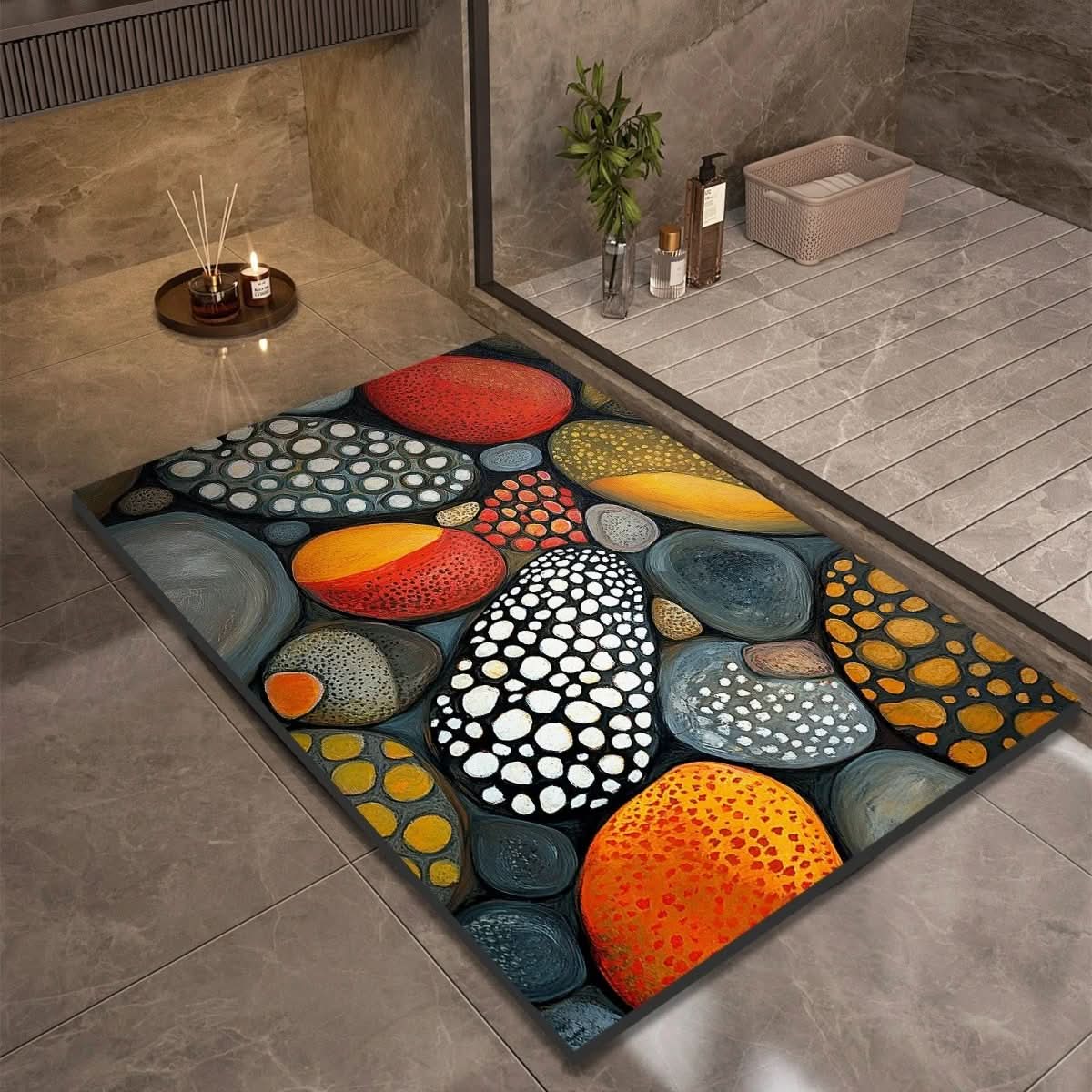 Diatomaceous Earth Bath Mat with Natural Rubber Backing, Super Absorbent and Quick Drying, view 6