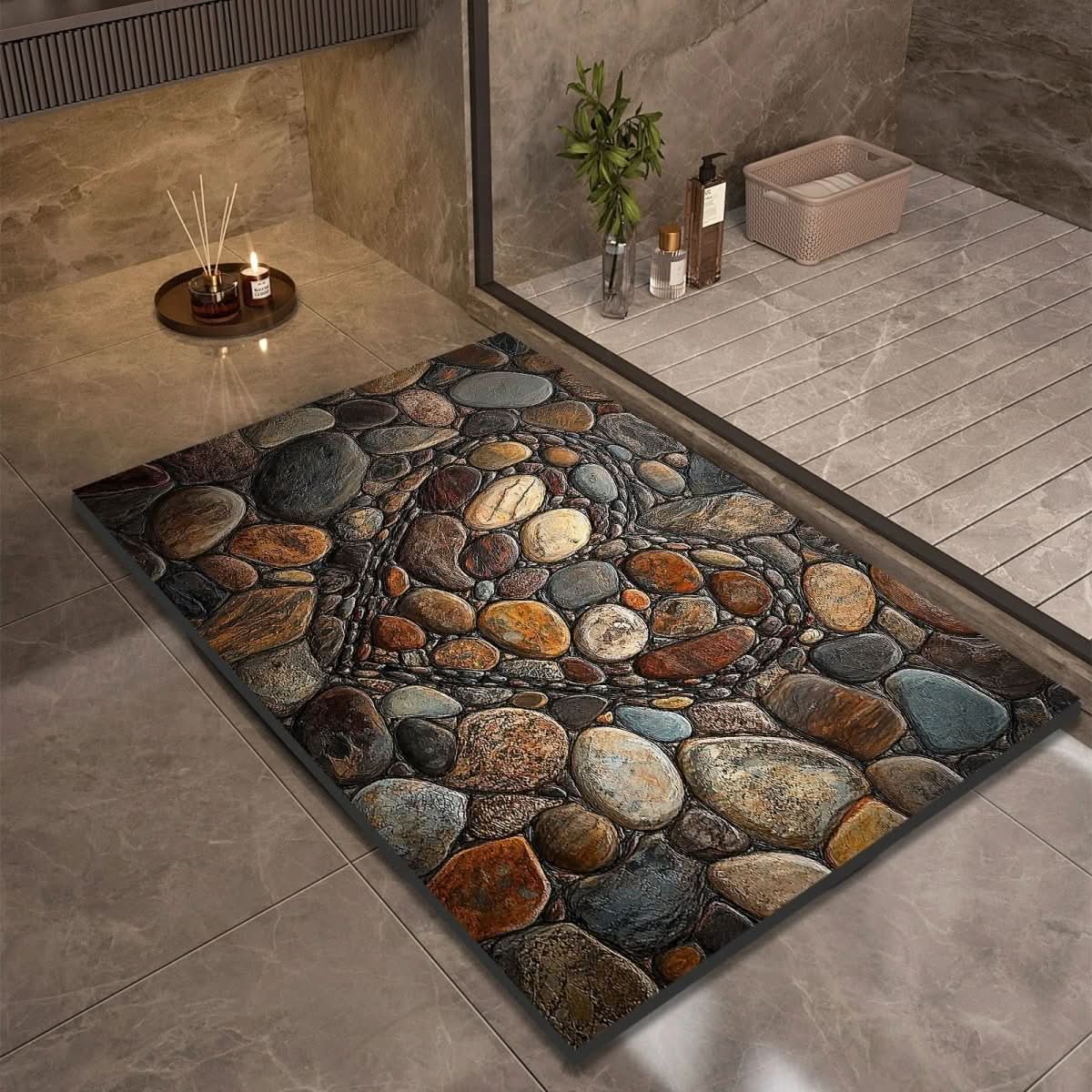 Diatomaceous Earth Bath Mat with Natural Rubber Backing, Super Absorbent and Quick Drying, view 13