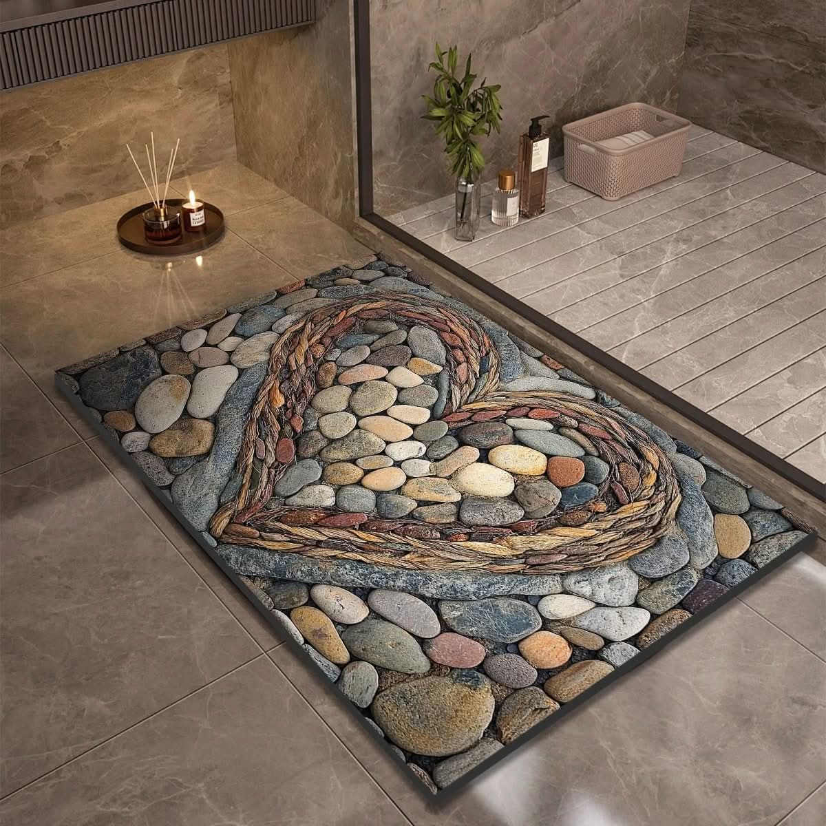 Diatomaceous Earth Bath Mat with Natural Rubber Backing, Super Absorbent and Quick Drying, view 16