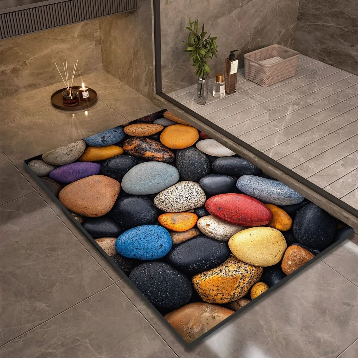Diatomaceous Earth Bath Mat with Natural Rubber Backing, Super Absorbent and Quick Drying, view 17