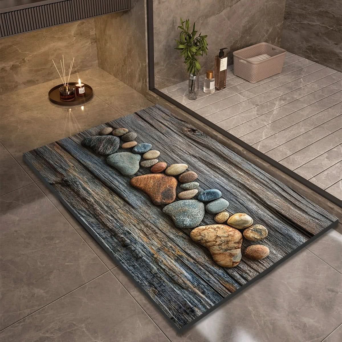 Diatomaceous Earth Bath Mat with Natural Rubber Backing, Super Absorbent and Quick Drying, view 19