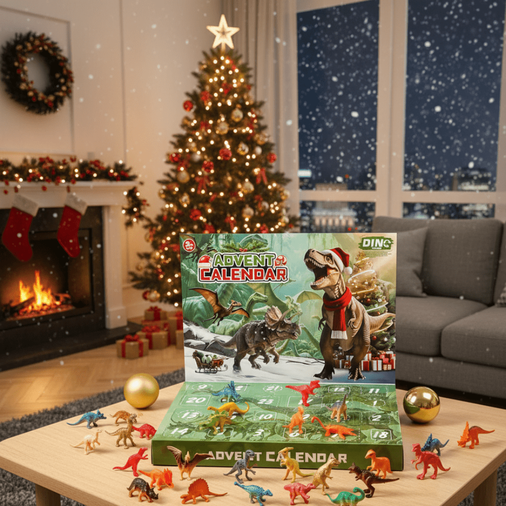 Dinosaur Advent Calendar with 24 Figures and Fossils in Non Toxic Plastic, view 1