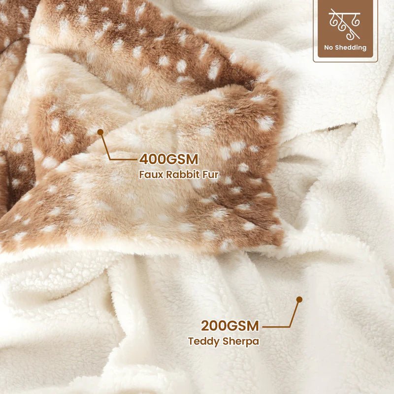 Double Sided Faux Fur Throw Blanket with Deer Pattern, up to 87 x 94 in, view 6