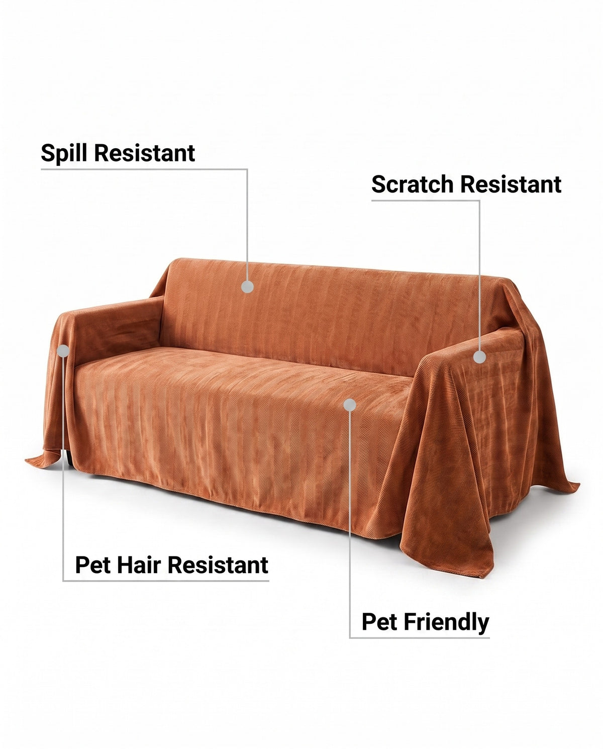Durable Pet Friendly Herringbone Sofa Cover | Spill Resistant, 71-165in
