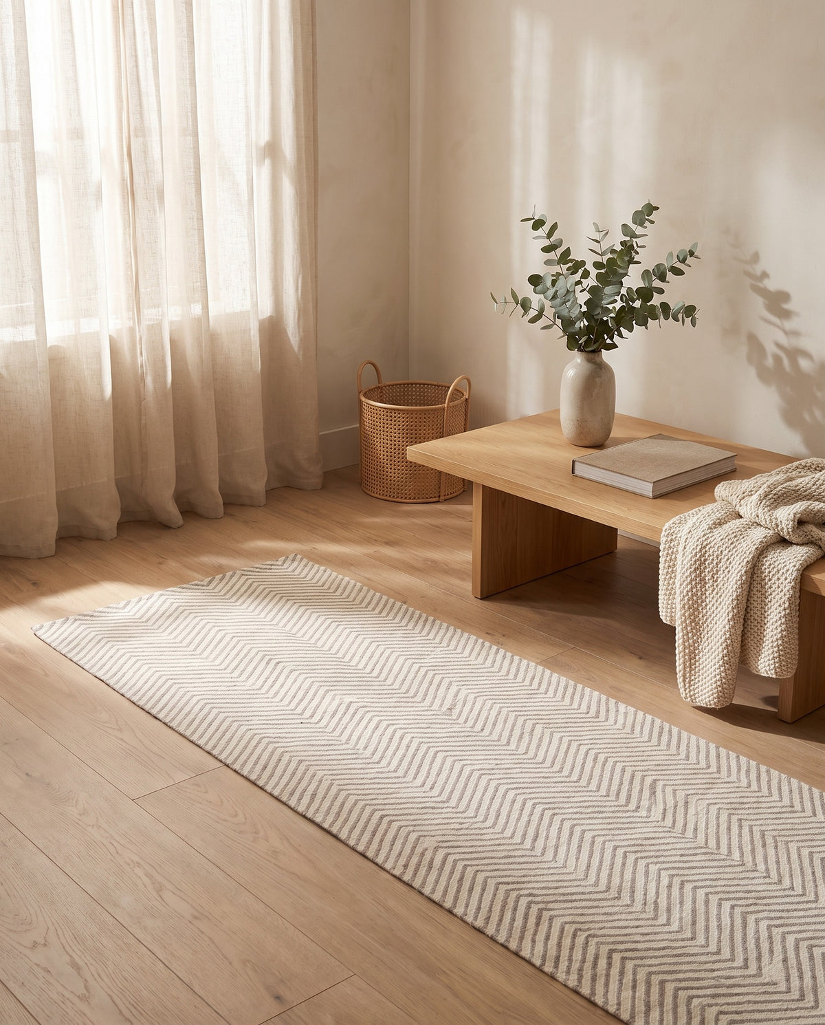 Easy Clean Rug Chevron Pattern Durable Non-Slip Pet-Friendly Mod | Indoor Use, 1-9ft