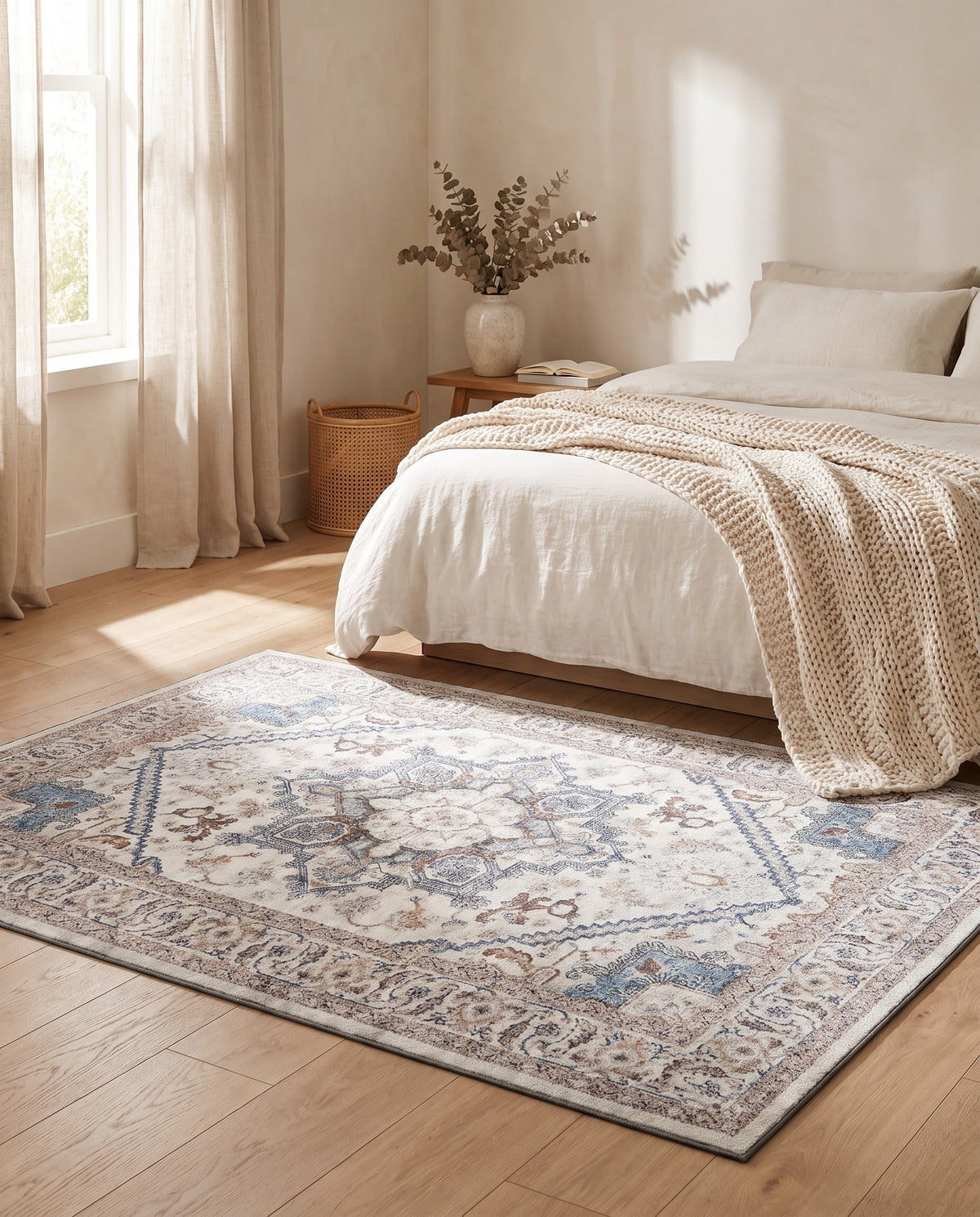 Easy Clean Rug Classic Boho Style Living Room Area Rug | Pet Friendly, 2-6ft