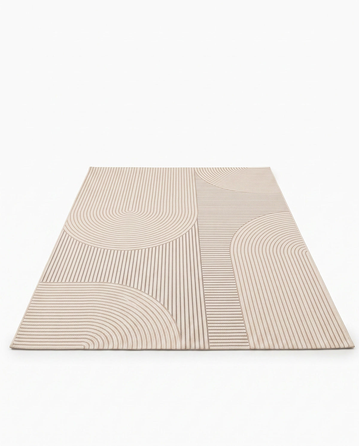 Easy Clean Rug Curved Geometry Non-Slip Quick-Drying Bath Mat | Durable Pile, 1-9ft