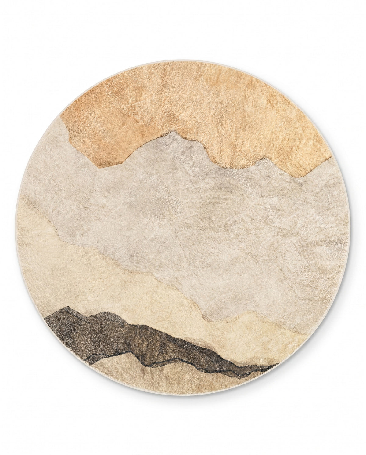 Easy Clean Rug Earthy Tones Abstract Round Spillproof Pet Friend | Durable Pile, 4-8ft