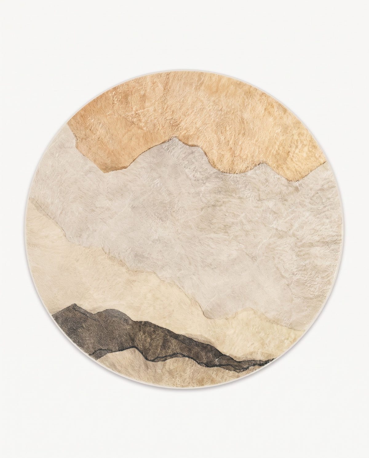 Easy Clean Rug Earthy Tones Abstract Round Spillproof Pet Friend | Durable Pile, 4-8ft