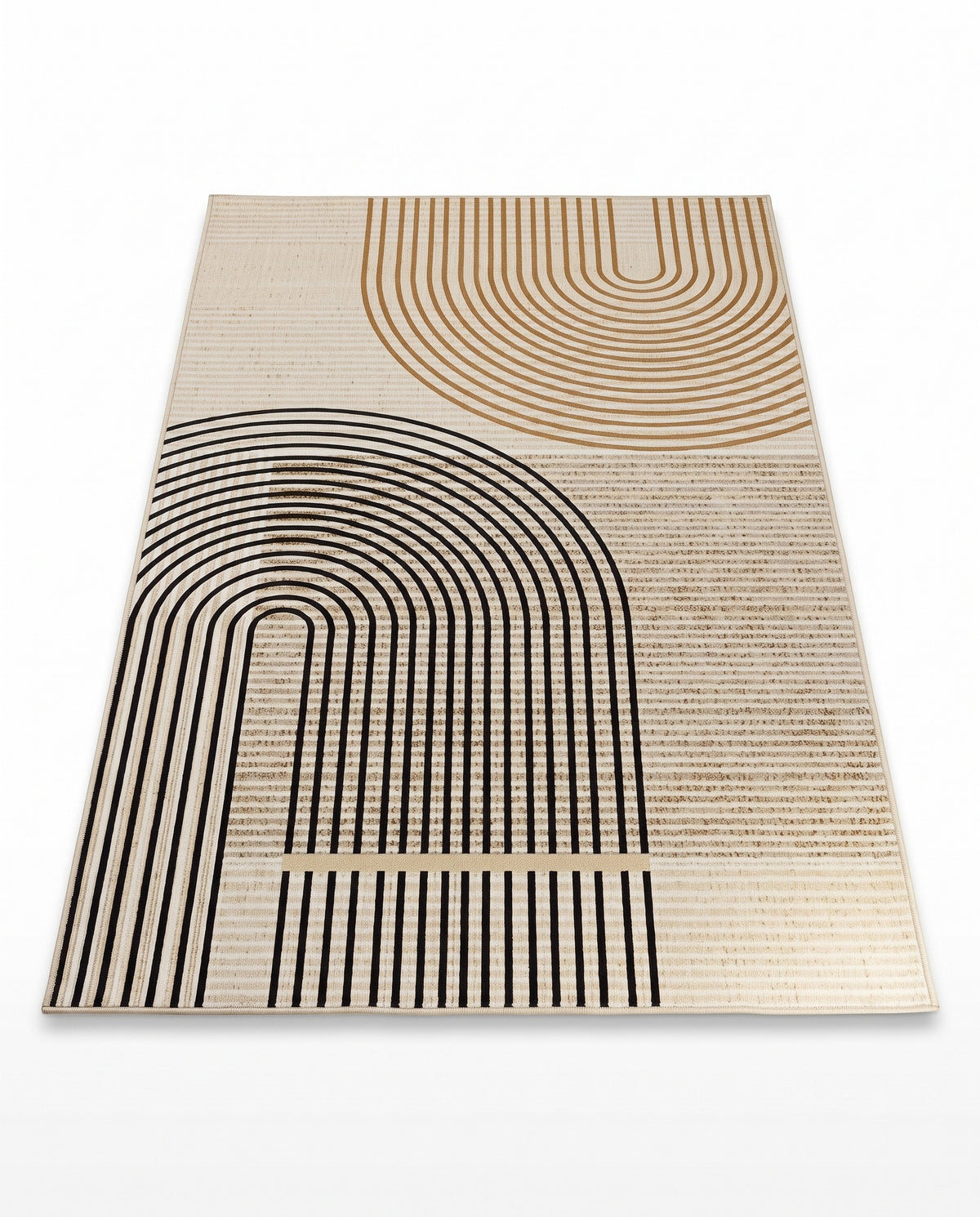 Easy Clean Rug Modern Arch-Line High-Density Polyester Doormat | Spill Resistant, 31-138in