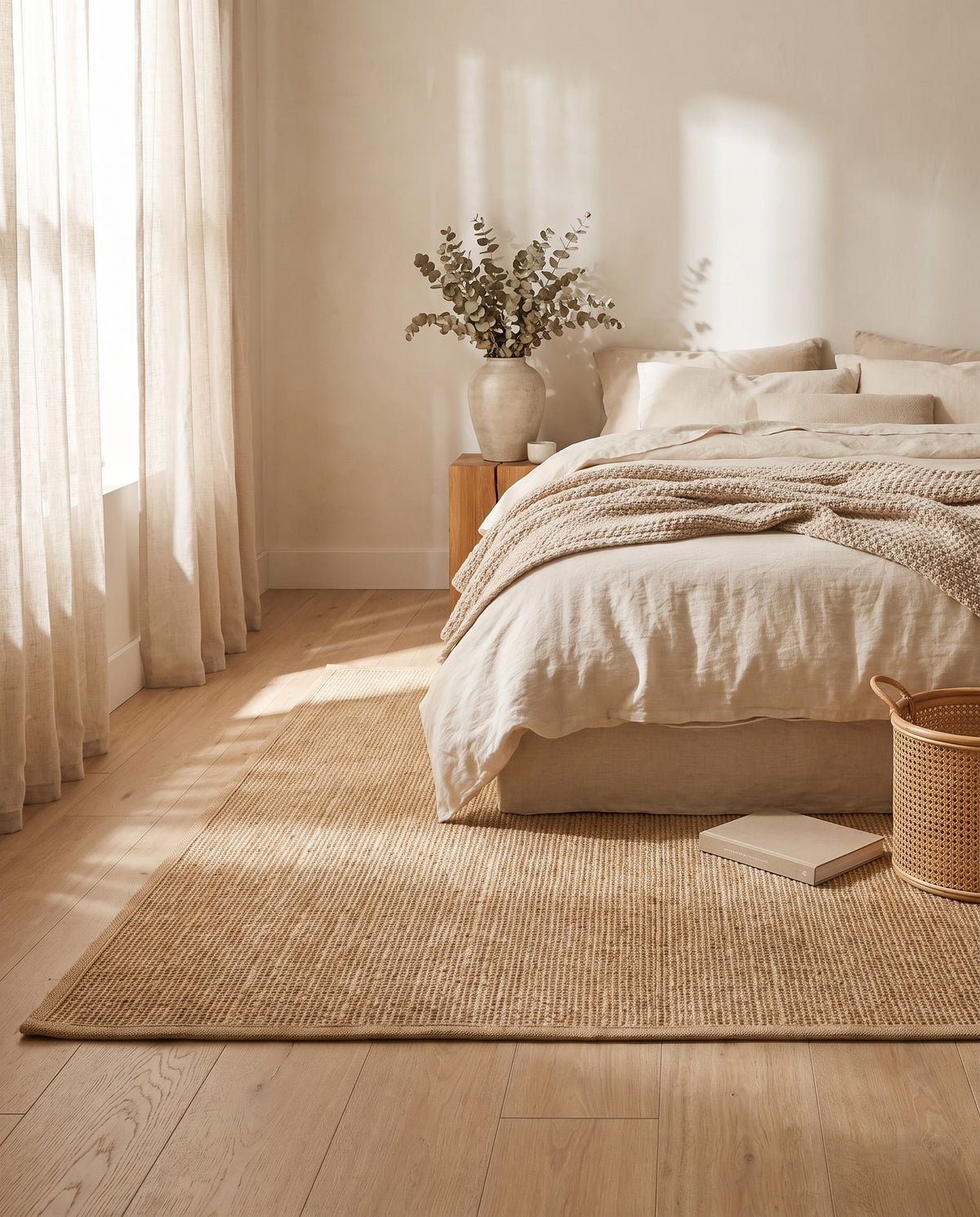 Easy Clean Rug Natural Border Jute Durable Non-Slip Pet-Friendly | Indoor Use, 2-9ft