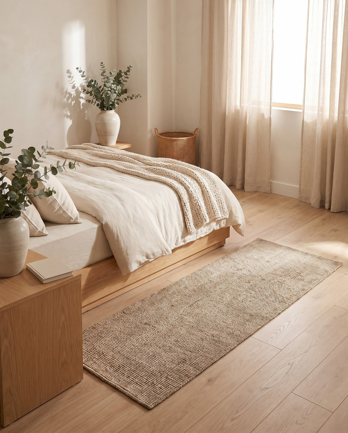 Easy Clean Rug Natural Jute Look Durable Non-Slip Pet-Friendly H | Indoor Use, 1-9ft
